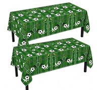 HOMAVEL 2 Pcs Nappes de Table Football Thème Terrain de Foot Vert - Nappe en Plastique Imperméable 137x274 cm - Décoration Fête Sportive pour Match Coupe du Monde 2026 Anniversaire Enfant Soirée Foot