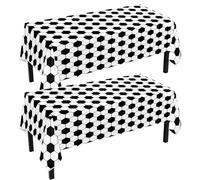 HOMAVEL 2Pcs Nappes de Table Football Ballon de Foot Noir et Blanc - Nappe en Plastique Imperméable 137x274 cm - Décoration Fête Sportive Pour Match Coupe du Monde 2026 Anniversaire Enfant Soirée Foot