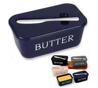 HOMAVEL Beurrier Bleu Marine avec Couvercle et Fente Couteau 16.8x9.8x7.3cm | Beurrier Bleu Marine en Plastique avec Couvercle et Fente pour Couteau pour Frigo, Petit Déjeuner et Cuisine