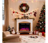 HOMAVO 23""Cheminée Électrique, 1000/2000W, Flamme 3D, Télécommande, Minuterie, Sécutité Surchauffe, Meuble Blanc inclus