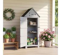 HOMAVO Abri de Jardin en Bois, Armoire de Rangement Extérieure | Toit en appentis, plancher intégré, 3 étagères, bois de cèdre résistant aux intempéries