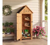 HOMAVO Abri de Jardin en Bois, Armoire de Rangement Extérieure | Toit en appentis, plancher intégré, 3 étagères, bois de cèdre résistant aux intempéries