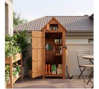 HOMAVO Abri de Jardin en Bois avec Toit en Appentis Protégé UV, 77 × 54.3 × 179 cm, Cabane de Jardin Pour Jardin, Couleur Bois