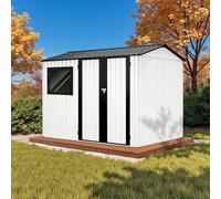 HOMAVO Abri de Jardin Métal - Cabane/Cabanon de Jardin Extérieur pour Outils, Vélos ou Moto - Abri Jardin Résistant aux Intempéries avec Grande Ouverture de Porte (Blanc, 248.5 × 171.2 × 193 cm)