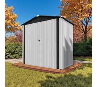 HOMAVO Abri de Jardin Métal - Cabane/Cabanon de Jardin Extérieur pour Outils, Vélos ou Moto - Abri Jardin Résistant aux Intempéries avec Grande Ouverture de Porte (Blanc, 185.4 × 107 × 180 cm)