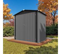 HOMAVO Abri de Jardin Métal - Cabane/Cabanon de Jardin Extérieur pour Outils, Vélos ou Moto - Abri Jardin Résistant aux Intempéries avec Grande Ouverture de Porte (Gris, 185.4 × 107 × 180 cm)