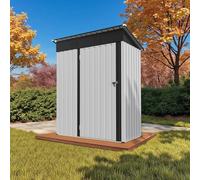 HOMAVO Abri de Jardin Métal - Cabane/Cabanon de Jardin Extérieur pour Outils, Vélos ou Moto - Abri Jardin Résistant aux Intempéries avec Grande Ouverture de Porte (Blanc, 153 × 75 × 180.5 cm)