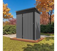 HOMAVO Abri de Jardin Métal - Cabane/Cabanon de Jardin Extérieur pour Outils, Vélos ou Moto - Abri Jardin Résistant aux Intempéries avec Grande Ouverture de Porte (Gris, 153 × 75 × 180.5 cm)