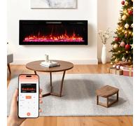 HOMAVO Cheminée Électrique 50 Pouces, 1000W/2000W, Cheminée Électrique avec Chauffage, 12 Couleurs de Flammes 3D, 12 Couleurs Effet Bois, Murale/Encastrable, Télécommande et Contrôle Via Application