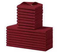 Homaxy Lot de 16 torchons de cuisine et de vaisselle 100 % coton ultra doux et absorbants, 30,5 x 30,5 cm et 33 x 71,1 cm, bordeaux
