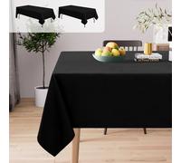 Homaxy Lot de 2 Nappe Rectangulaire Imperméable 130 x 160 cm Nappe de Table en Polyester Anti-Taches Lavable Nappe Exterieur pour Manger, Jardin, Mariage - Noir