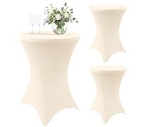 Homaxy Lot de 3 housses extensibles pour table de bistrot Ø 80-110 cm, renfort au niveau des pieds, lavable en machine à 40 °C, disponible en plusieurs couleurs, nappe extensible, pour mariage, fête