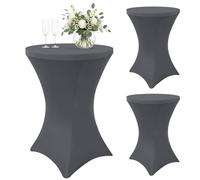 Homaxy Lot de 3 housses extensibles pour table de bistrot Ø 80-110 cm, renfort au niveau des pieds, lavable en machine à 40 °C, disponible en plusieurs couleurs, nappe extensible, pour mariage, fête