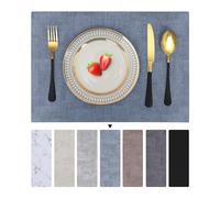 Homaxy Lot de 4 sets de table lavables, Set de table imperméable, Sets de table amovibles des deux côtés, Set de table en cuir, Set de table antidérapant, Beaux sous-verres, Bleu