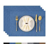 Homaxy Lot de 4 sets de table lavables, sets de table en lin résistants à la chaleur avec face antidérapante - Double face - Sets de table en tissu - Bleu