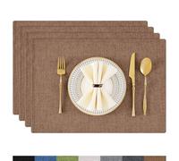 Homaxy Lot de 4 sets de table lavables, sets de table en lin résistants à la chaleur avec face avers et revers, sets de table en tissu antidérapants, brun