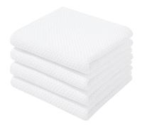 Homaxy Lot de 4 torchons de Cuisine 100% Coton gaufré, Ultra Doux, absorbants, séchage Rapide, torchon de Nettoyage de 33 x 71,1 cm, Blanc
