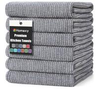 Homaxy Lot de 6 Grands torchons de Cuisine de qualité supérieure (45,7 x 71,1 cm), Grands torchons de Cuisine Plats et en éponge, 380 g/m², très absorbants, avec Boucle de Suspension, Gris