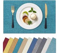 Homaxy Lot de 6 Sets de Table pour Table de Salle à Manger, résistants à la Chaleur, lavables, en mélange de Coton et de Lin, faciles à Nettoyer, antidérapants, 33 x 48,3 cm, Bleu Sarcelle
