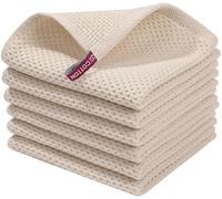 Homaxy Lot de 6 torchons de Cuisine 100% Coton gaufré, Ultra Doux, absorbants, séchage Rapide, 30,5 x 30,5 cm, Beige