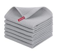 Homaxy Lot de 6 torchons de Cuisine 100% Coton gaufré, Ultra Doux, absorbants, séchage Rapide, 30,5 x 30,5 cm, Gris Clair
