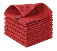 Homaxy Lot de 6 torchons de Cuisine 100% Coton gaufré, Ultra Doux, absorbants, séchage Rapide, 30,5 x 30,5 cm, Rouge Brique