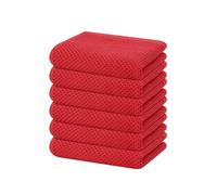 Homaxy Lot de 6 torchons de cuisine en 100 % coton gaufré, ultra doux, absorbants, séchage rapide, torchon de nettoyage de 33 x 71 cm, rouge