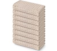 Homaxy Lot de 8 torchons de cuisine en microfibre gaufrée, 40,6 x 71,1 cm, ultra absorbants et de couleur unie, beige