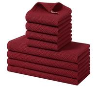 Homaxy Lot de 8 torchons de cuisine et de vaisselle 100 % coton ultra doux et absorbants, 30,5 x 30,5 cm et 33 x 71,1 cm, bordeaux