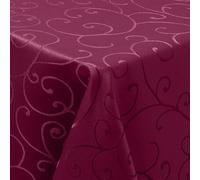 Homaxy Nappe de table lavable rectangulaire 130x160cm en polyester, Jacquard, avec des ornements, résistante aux taches, facile d'entretien, bordeaux