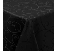 Homaxy Nappe de table lavable rectangulaire 140x240cm en polyester, Jacquard, avec motifs ornementaux, résistante aux taches, facile d'entretien, Noir