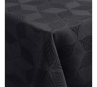 Homaxy Nappe lavable rectangulaire 140 x 180 cm - Jacquard à plusieurs feuilles - Ornements - Anti-taches - Facile d'entretien - Noir