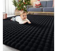 Homaxy Tapis à poils longs avec motif 3D Bubble - Doux et moelleux - Antidérapant - Pour salon, chambre d'enfant, chambre à coucher - 120 x 160 cm - Noir