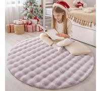 Homaxy Tapis à poils longs avec motif de bulles 3D - Doux et moelleux - Lavable - Antidérapant - Pour salon, chambre d'enfant et chambre à coucher - 160 cm - Rond - Violet
