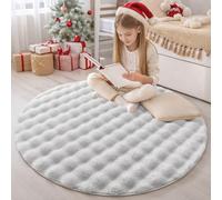 Homaxy Tapis à poils longs avec motif de bulles 3D - Doux et moelleux - Lavable - Antidérapant - Pour salon, chambre d'enfant, chambre à coucher - 160 cm - Rond - Gris clair