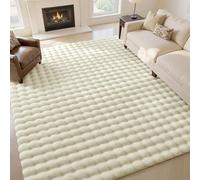 Homaxy Tapis moelleux à poils longs pour salon avec motif à bulles 3D - Antidérapant - Lavable en machine - Pour chambre à coucher et chambre d'enfant - 140 x 200 cm - Crème