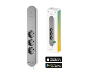 Hombli Smart Socket - 3 prises - 1x USB 1x USB-C avec interrupteur - App avec moniteur d'énergie/compteur de consommation - Protection contre les surtensions - 1