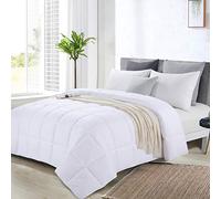 HOMBYS Couette surdimensionnée pour très Grand lit 305,8 x 248,8 cm, légère matelassée en Duvet Alternatif pour Toutes Les Saisons, Blanc, 8 languettes d'angle