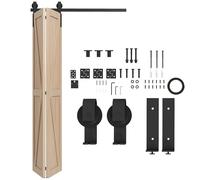 HOMCOM 122 CM Quincaillerie de porte coulissante pliante kit de rails de porte coulissante pliable en acier systeme de porte de grange pour 2 portes avec cintre en forme de J - noir