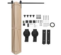 HOMCOM 152,5 CM Quincaillerie de Porte Coulissante Pliante 2 Portes Noir | Kit de Rails de Porte Coulissante Pliable, en Acier, avec Cintre en Forme de J