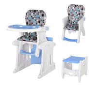 HOMCOM 2 en 1 chaise haute convertible bébé table-chaise tout-petit bleu | Siège d'alimentation pour nourrisson, plateau amovible, harnais de sécurité