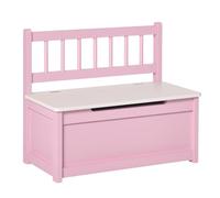 Coffre à jouet enfant - banc de rangement - HOMCOM - 2 en 1, couvercle rabattable, charnières de sécurité - 60 x 30 x 50 cm - rose