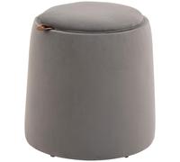 HOMCOM 2-en-1 Ottoman en Velours avec Espace de Rangement et Couvercle Amovible Φ44 cm x 47,5 cm Gris
