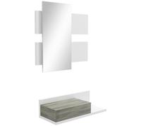 HOMCOM 2-in-1 Meuble d'entrée avec Miroir 75x3.5x75 cm Gris & Blanc | Ensemble d'entrée mural avec tiroir 75x30.5x20 cm, MDF et verre, moderne.