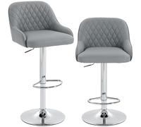 HOMCOM 2 tabourets de Bar en PU, Hauteur réglable, Gris Clair