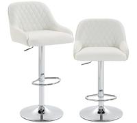 HOMCOM 2 tabourets de Bar en PU pour îlot de Cuisine, Blanc