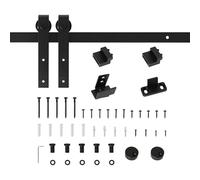 HOMCOM 200 CM Rail porte coulissante quincaillerie de porte coulissante kit de rail pour porte de grange simple en acier au carbone - noir