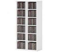 HOMCOM 204 emplacements de rangement pour CD en lot de 2, colonne Blu-Ray avec étagères réglables, organiseur pour bibliothèque, Blanc