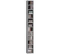 HOMCOM 204 Unité de rangement CD étroit 12 niveaux 175 cm, Gris | Étagère de rangement haute, tour de rangement, salon, bureau à domicile, salle d'étude