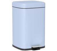 HOMCOM 20L Poubelle à pédale cuisine couvercle soft-close Bleu clair | Anti-traces de doigts, pédale, bac intérieur amovible, pour recyclage et déchets